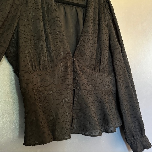 French Connection black front button blouse | size xl - Picture 3 of 7